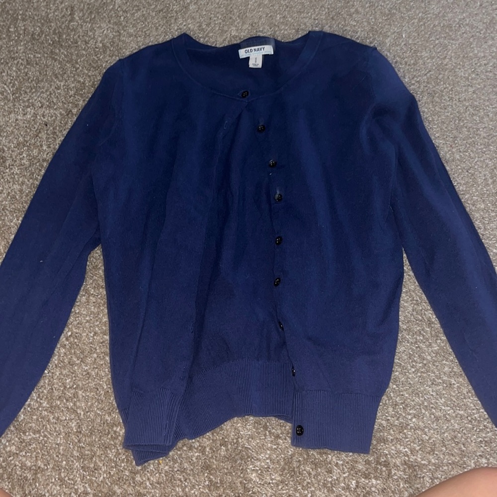 Navy blue button sweater